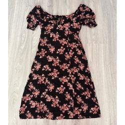 Forever 21 Black Floral Off-Shoulder Dress Size Medium