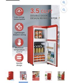 Krib Bling 3.5 CU.FT Compact Refrigerator, Retro Mini Fridge with Freezer, Small Drink Chiller with 2 Door Adjustable Mechanical Thermostat for Home