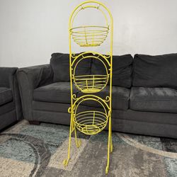 Vintage Fruit Basket Wired Storage Rack 