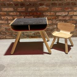 PlanToys Wooden Chalkboard Child’s Desk Table And Chair