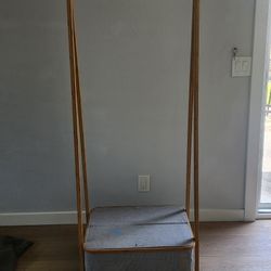 Freestanding Clothes Rack With Fabric Basket