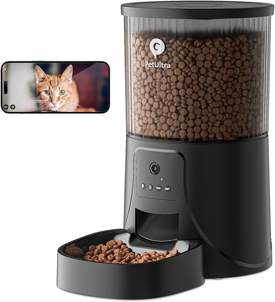 Automatic Cat Feeder with Camera: 5G WiFi Auto Pet Feeder Precise Timed Feeding with HD Video & 2-Way Audio, Food Dispenser with Desiccant Bag to Keep