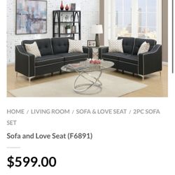 Black Sofa And Love Seat Set 