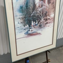 Vintage framed/ matted watercolor titled "Laguna Gloria" by Michael Atkinson 