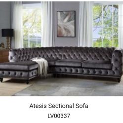 SECSIONAL SOFA DARK GRAY VELVET NEW IN BOX ☎️ 1714586,2564