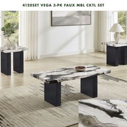 VEGA FAUX MARBLE COFFEE TABLE SET 