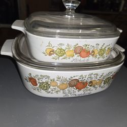 Vintage CORNING WARE 1960's  Spice Of Life Set W/original Lids