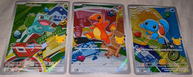 Bulbasaur charmander Squirtle 30th anniversary stamped