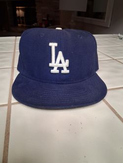 VTG  LA DODGERS NEW ERA 59FIFTY HAT 7 1/8 Made in USA 2 Panels of Baseball Logo SLIGHTLY USED....asking $10.00
