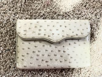 Ostrich Leather Zip-Around Wallet Clutch