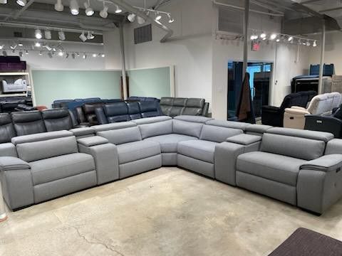 Gray Low profile Modular Sectional Powered sofa