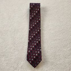 Pronto-Uomo Couture Tie Gray Red Black Length 60 Inches Width 3.25Inches  100% Silk