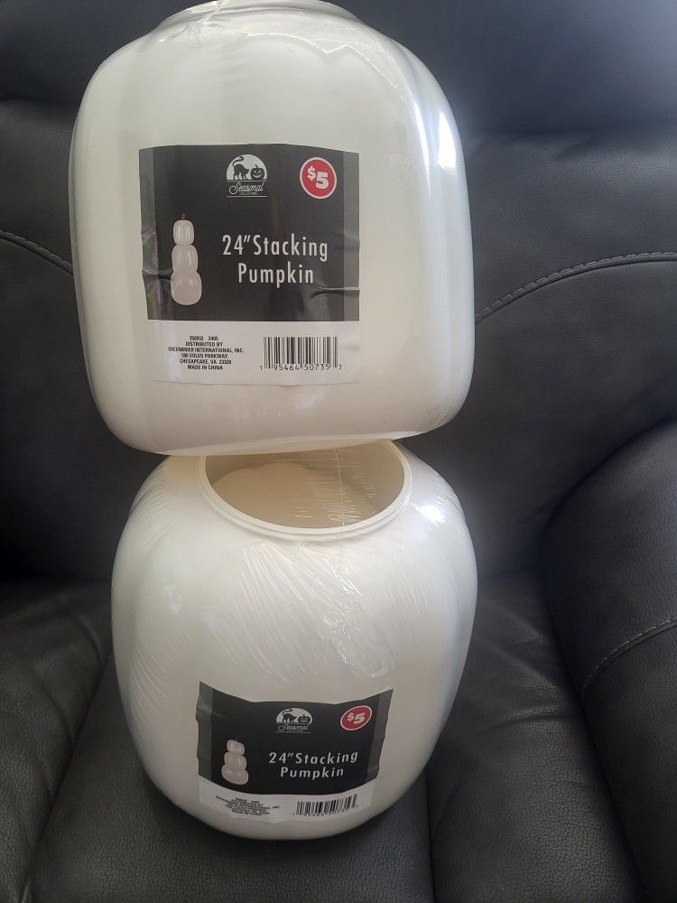 Dollar Tree White 24in Stackable Pumpkins. Still In Plastic .perfect For CHRISTMAS SNOWMAN