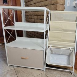 Kids Bookcase with Drawer 4 Sling Pockets, Toy Storage
