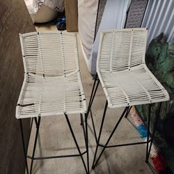 Pair of woven barstools