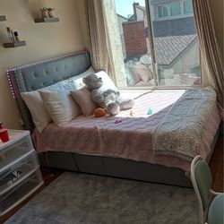 Bed and Mattress wit slide out storage