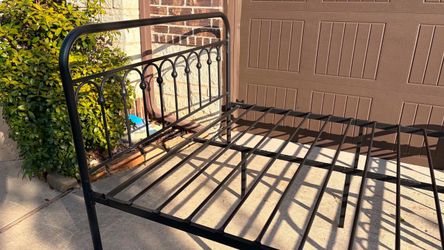 Black Queen Metal Bed Frame with Headboard