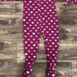 Children Place Baby And Toddler Girl Girls Valentines Heart Fleece One Piece Pajamas