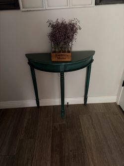 Vintage Demi-Lune / Half Moon Entryway Console Table – refinished in deep teal