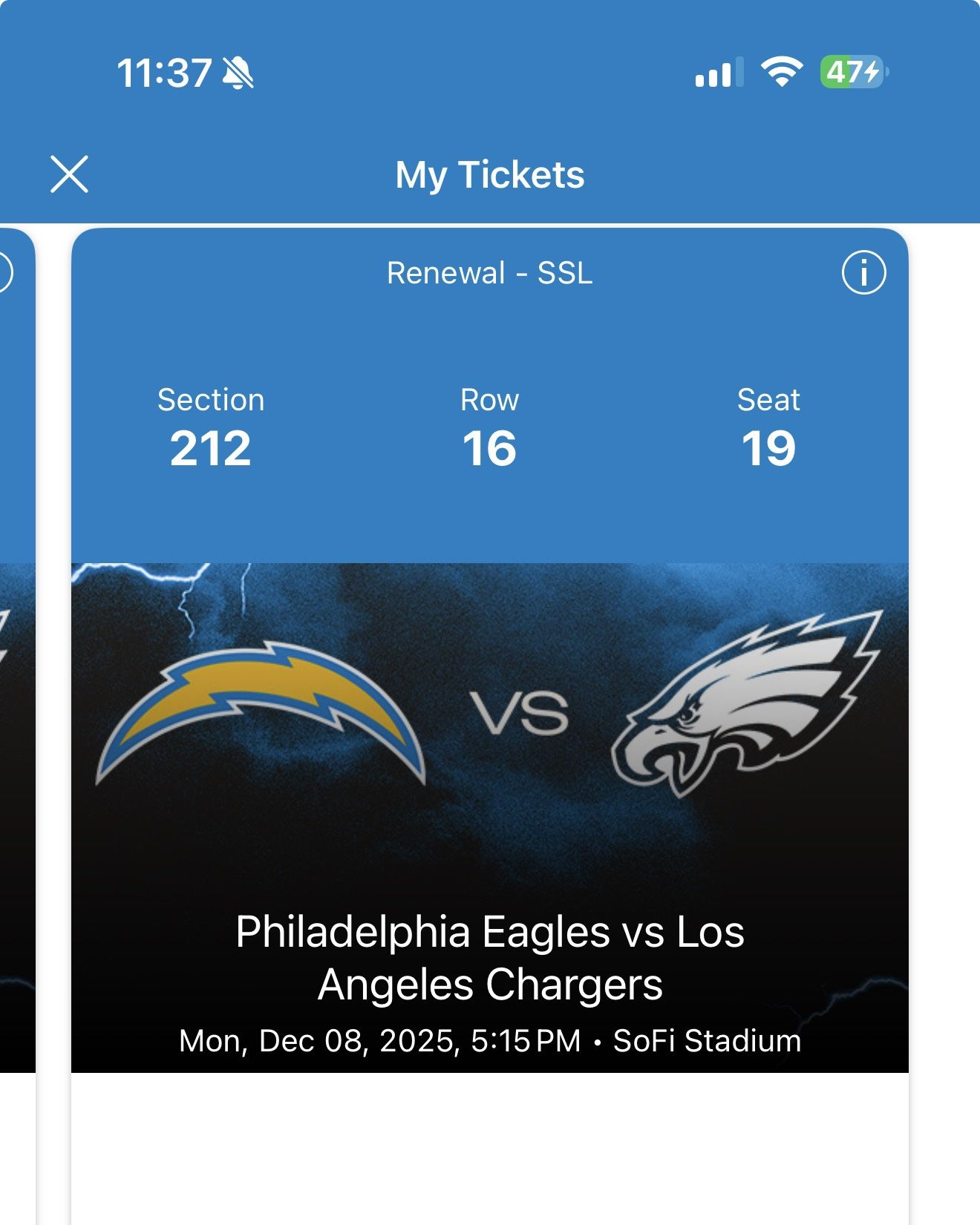 LA Chargers Vs Philadelphia Eagles