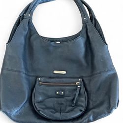 Michael Kors black pebbled leather hobo bag.
