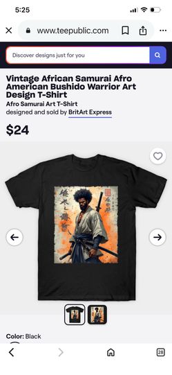 Afro-American samurai T-shirt 4X Afro-American samurai T-shirt 4XL