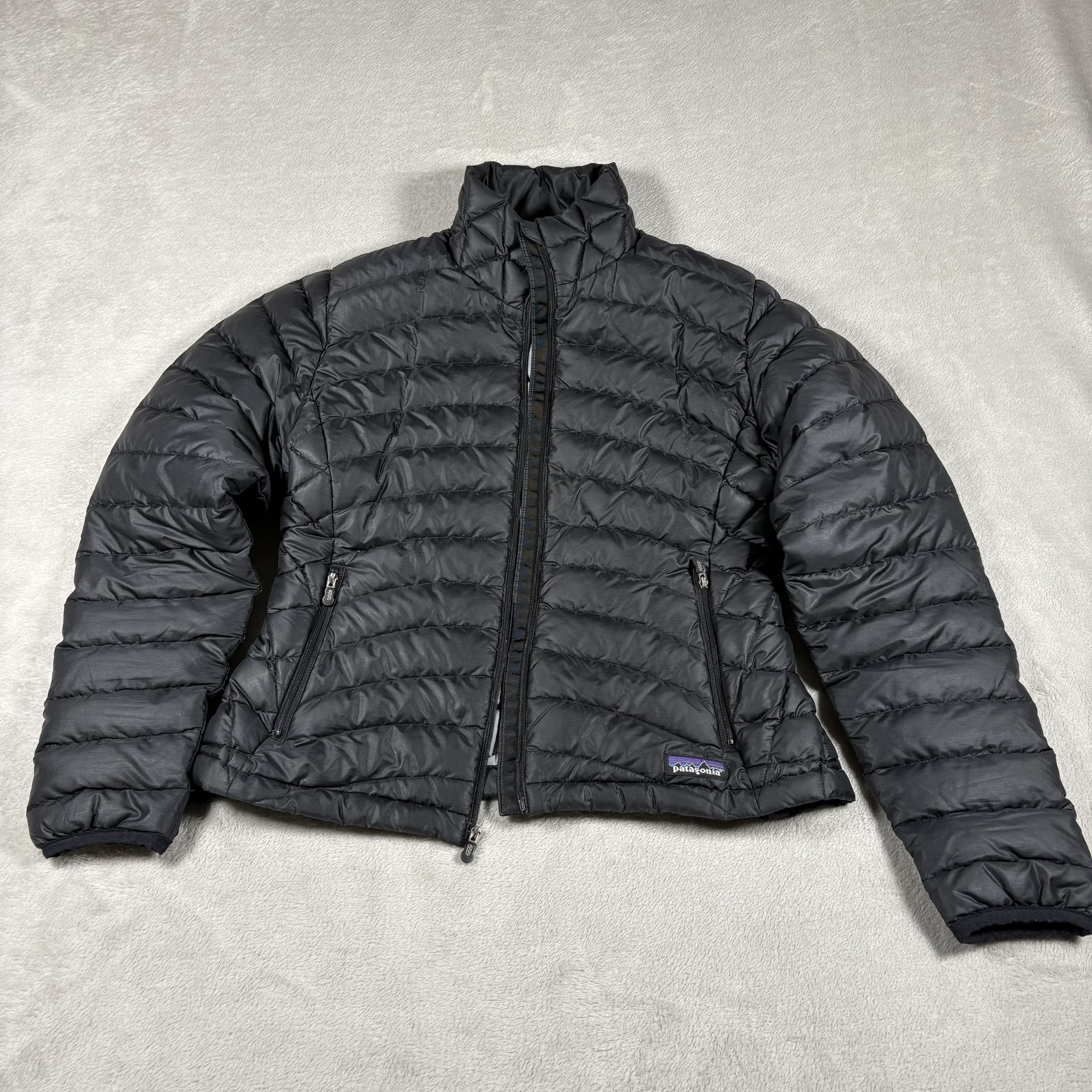 Patagonia Down Sweater Full Zip Up Black Puffer Jacket Womens Size Small #2696