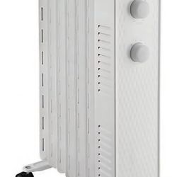 Mainstays 1500W Mechanical Oil Filled Electric Radiant Space Heater, White, New