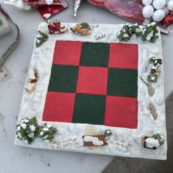 Nice Hand Made Christmas Chess Base - Very Good Condition - Rare 15$ 