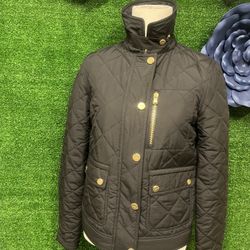 Ralph Lauren Black Quilted Coat With Gold Hardware Size Small