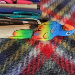 free pens markers etc and cool wood parrot pen