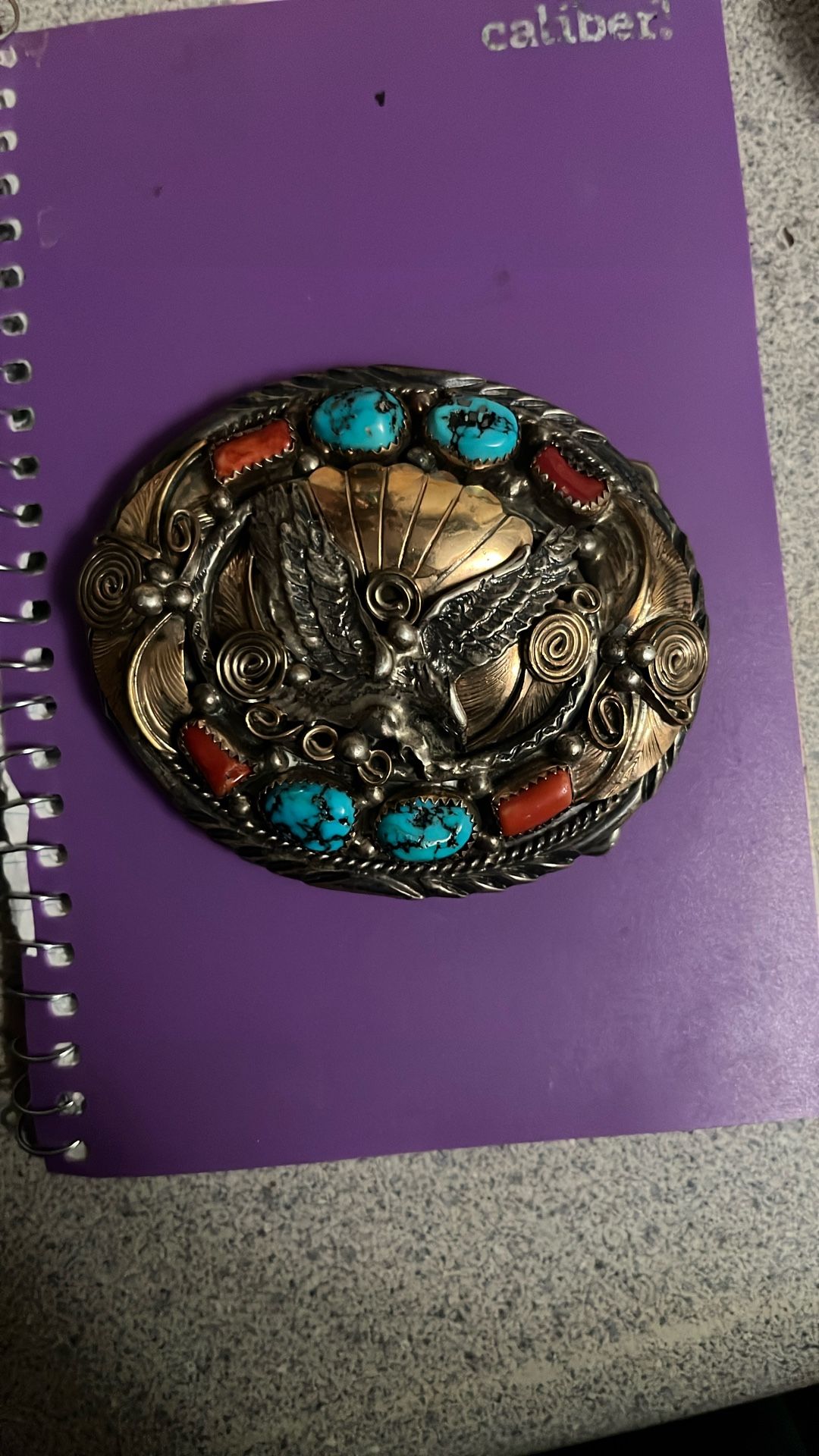 VINTAGE ALLEN CHEE STERLING WITH Turquoise Belt BUCKLE