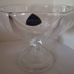 New Irena Footed Crystal Pedestal Bowl, Berlin Pattern 