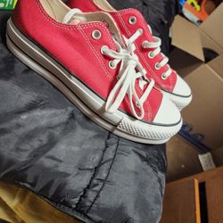 Red And White Thick Sole Converse 