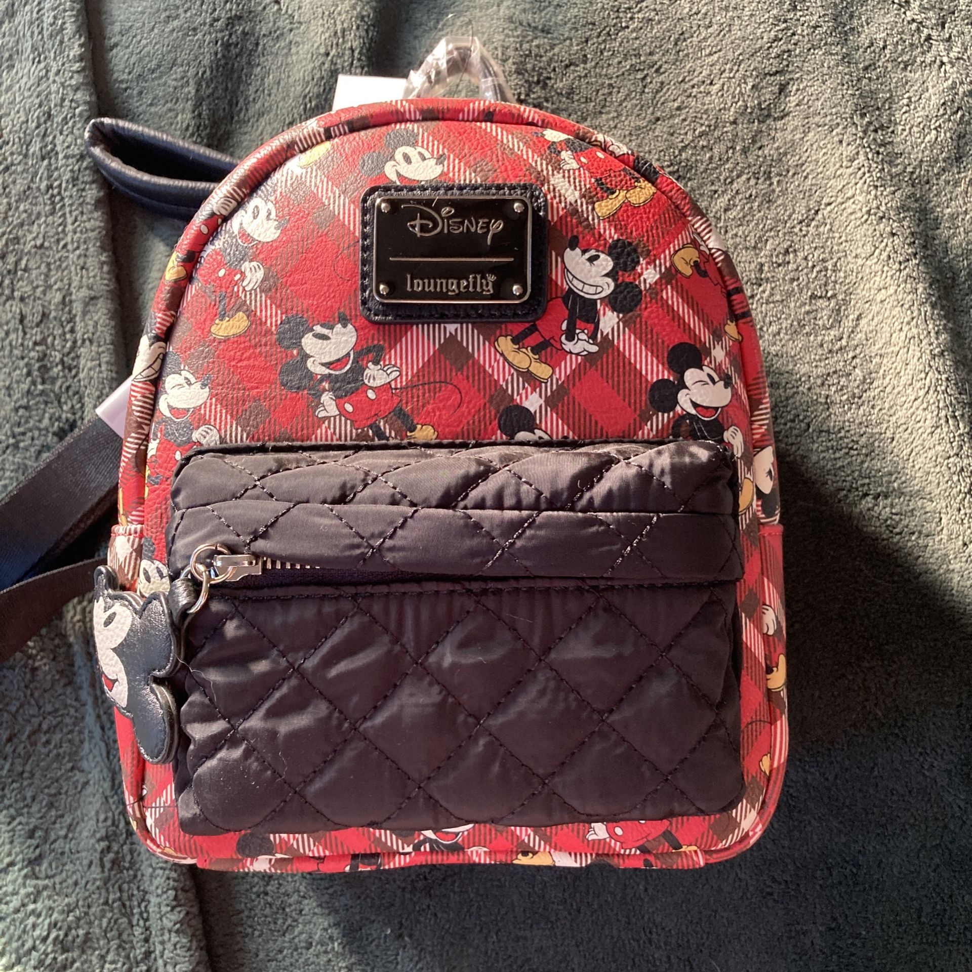 Loungefly Disney Mickey Mouse Plaid Mini Backpack NWOT