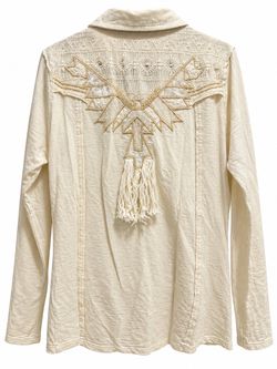 Cream Boho Embroidered Long Sleeve Top
