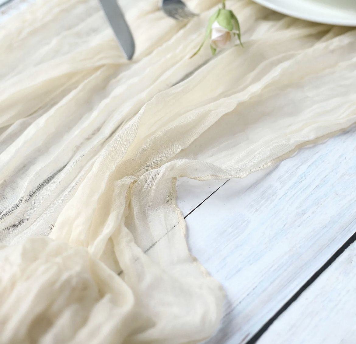 10ft Cream Gauze Cheesecloth Boho Table Runner - x13 available