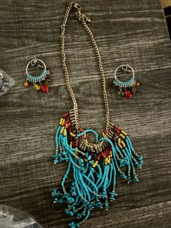 Beaded Earring And Necklace Set