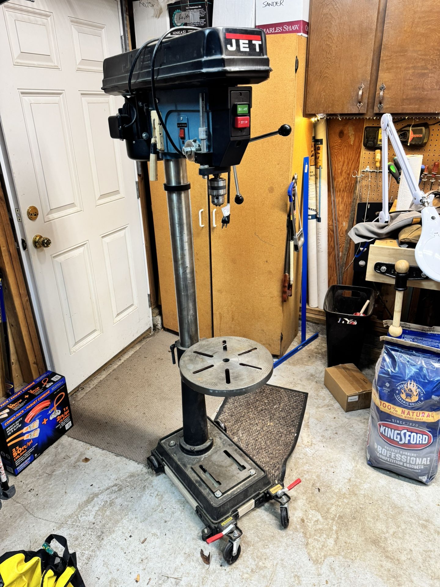 Jet Heavy Duty Floor Standing Drill Press And Woodpecker’s Table