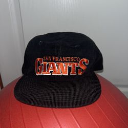 Vintage San Francisco Giants Corduroy Snapback Twins MLB Black Orange Hat