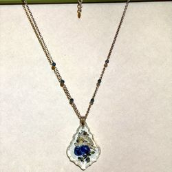 Brighton Crystal Neclace Pendant On Chain With Blue Stones
