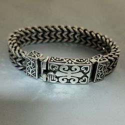 Sterling Silver Woven Men Bracelet  - Avaliable In 7", 8", and 8.75"  (18,20,22 Centimeters) 