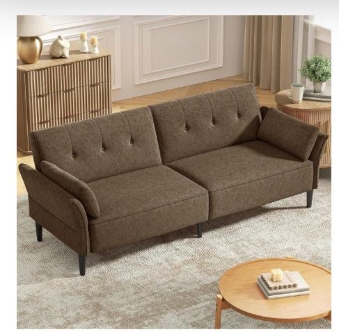 89” Futon Sofa Bed Brown VelveNew