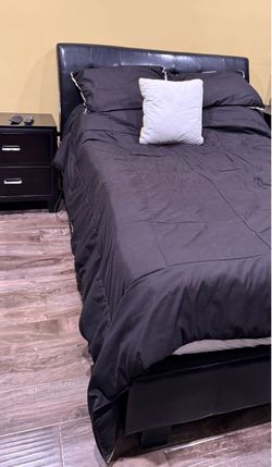 Full Size Mattress, Bed Frame, and Nightstand