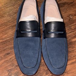 NWOT STACY ADAMS Mens Wyatt Slip-on Penny LoaferLoafer Blue Suede 9M