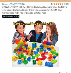 CONVENTEJOY 150 Pcs Classic Building Blocks Set for Toddlers 3-6, Large Building Bricks Train Educational Toy