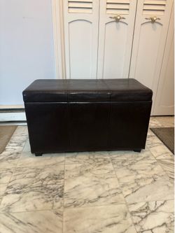 Espresso dark brown faux leather storage bench