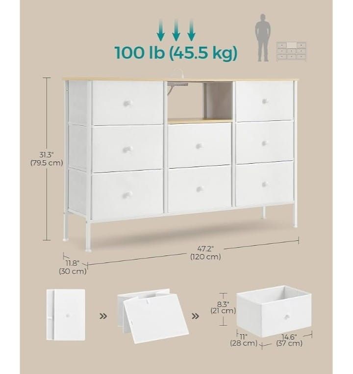 Dresser With Power And LED Lights 