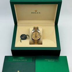 2005 Rolex Datejust 36mm 116233 champagne diamond dial two tone 18k yellow gold stainless steel oyster  fluted bezel Watch box booklets appraisal