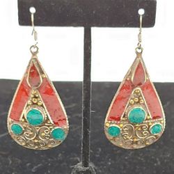 Vintage Tibetan Tear Drop Silver Earrings